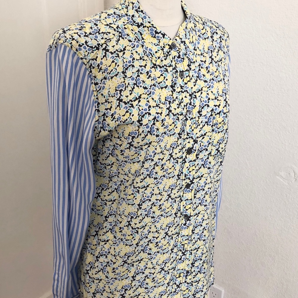 EUC Equipment Femme Floral Silk Blouse Size L